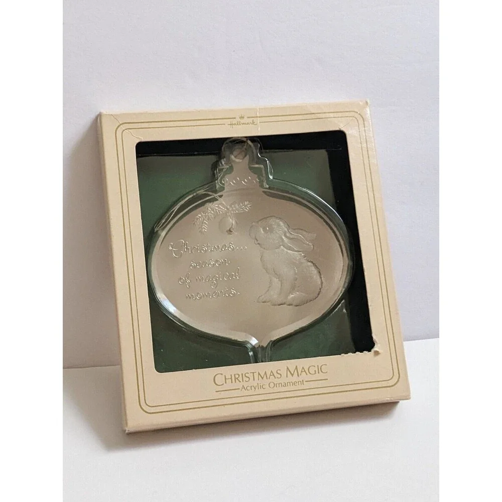 Vintage Hallmark Keepsake Ornament Christmas Magic Bunny‎ Rabbit Clear Acrylic